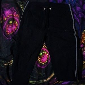 M - Kappa Jogger Drawstring Sweatpants Black with Gray Stripe